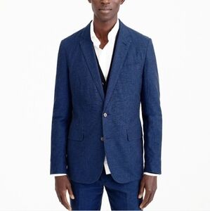 J. Crew Ludlow Linen Blazer Somelos 36R Navy Lightweight Jacket Preppy Academia